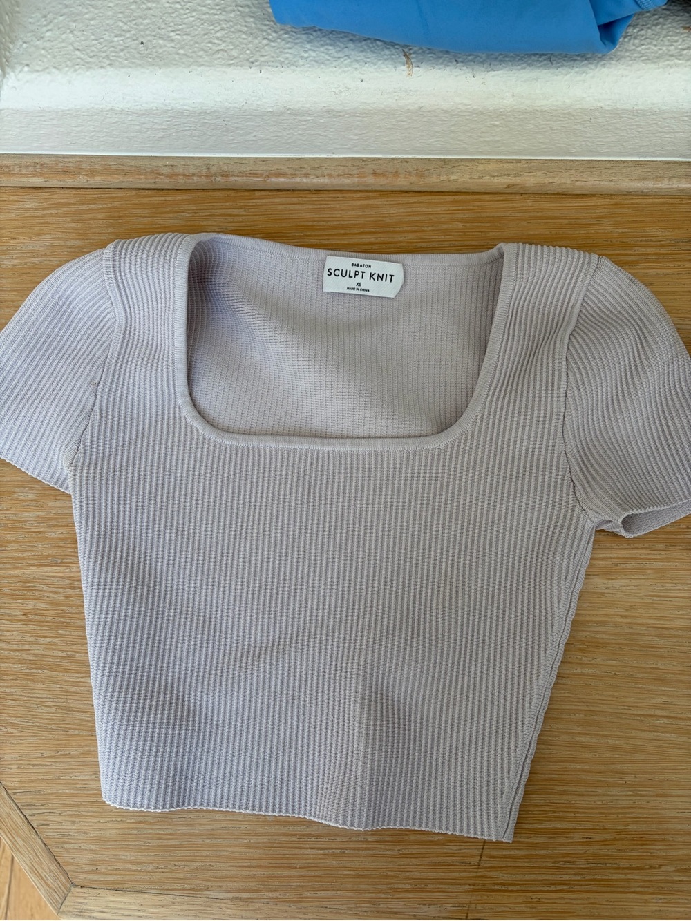 ARITZIA Women's Square Neck Short Sleeve Top - Light Taupe